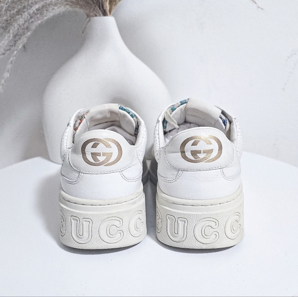 Gucci GG logo leather and embroidered canvas platform sneakers Size 39.5 - Picture 8 of 12